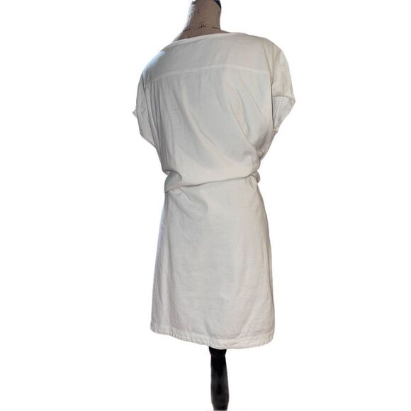 Woolrich Solid White Tie Waist Scoop Neck Short Sleeved Women’s Dress size XL - Picture 4 of 13